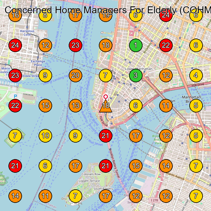 Concerned Home Managers For Elderly (COHME, Inc.) Home Health Care Service GeoGrid ranking map for New York NY